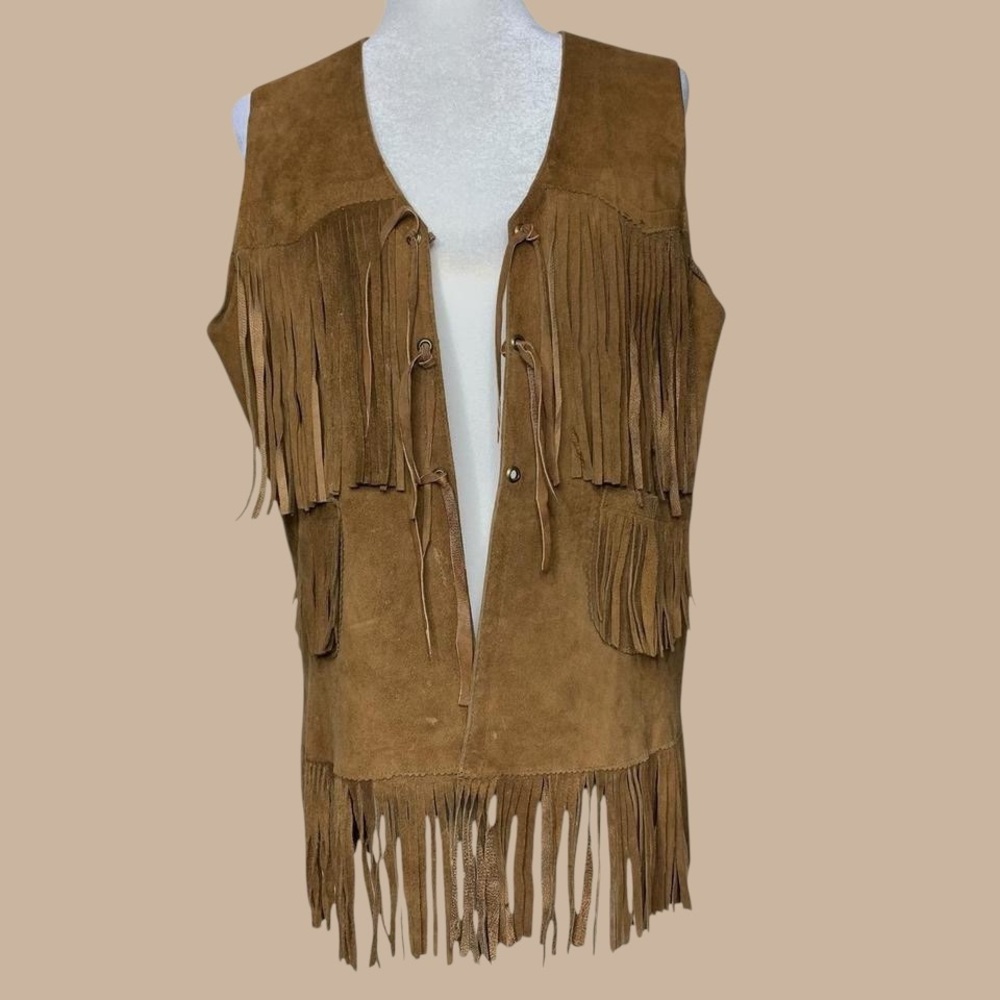 American Vintage Brown Fringe Vest